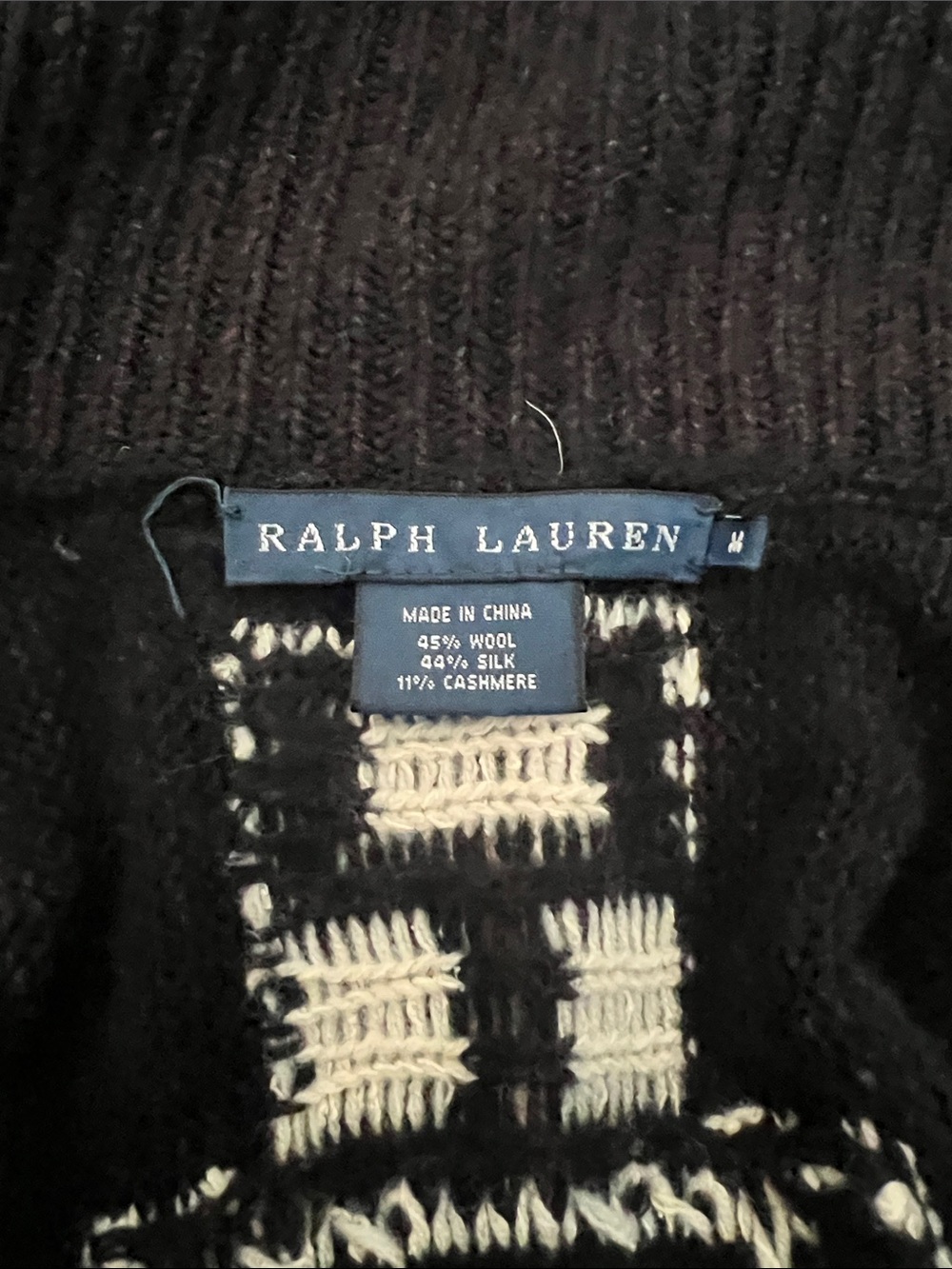❤️Ralph Lauren Blue Label,  Black Gray and Cream Beacon Open-Front Cardigan RARE - Picture 4 of 5